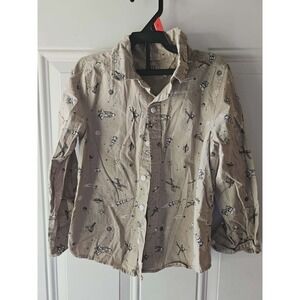 Maximus Rex Boys Button Down Shirt Size 6 Space Rocket Planet Print 100% Cotton